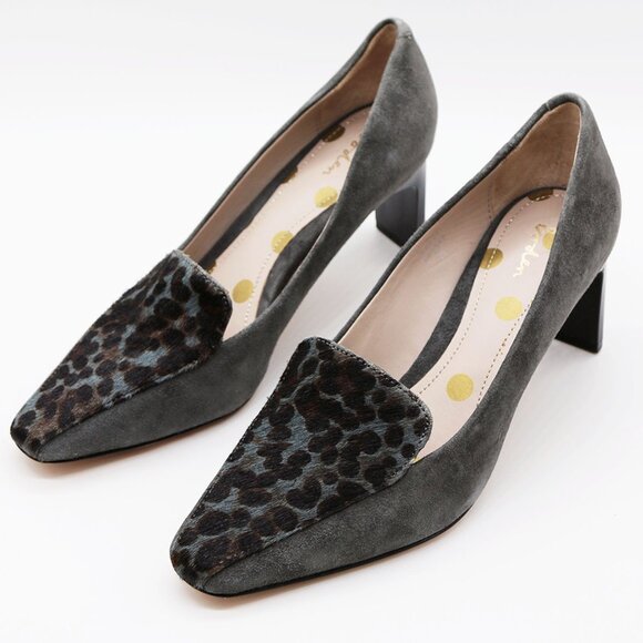 Boden Women's Size 38 Amber Gray Calf Hair Leather Slip On High Heel Pumps $178